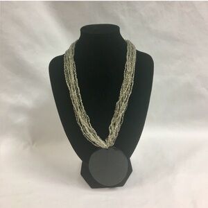 Silver Multi-Strand Beaded Necklace - Women Jewelry